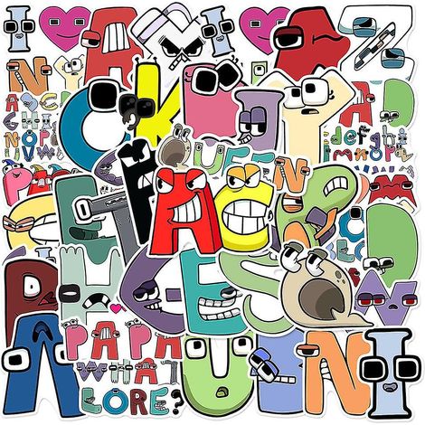 Lot de 50 autocollants de graffitis avec légendes de l'alphabet, décalcomanies décoratives pour skateboard, bouteille d'eau (1/4)
