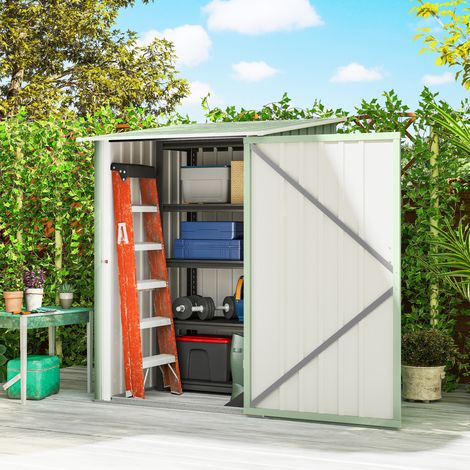 Caseta de Jardín Metálica 0,92 m² 100x103x160 cm con 1 Puerta y Cerradura para Almacenamiento Herramientas Verde Claro (1/5)