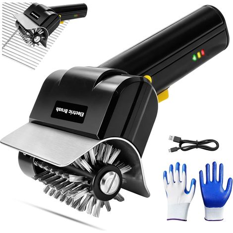 Brosse à barbecue électrique, brosse métallique sans fil, angle réglable de 100 tr/min, durée de fonctionnement : 90 min, angle réglable à 360°, pour tous les barbecues, cadeau pour homme (1/5)