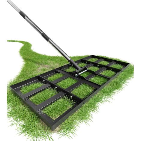 Rateau Nivellement 75 x 35 cm, rateau de nivellement réglable, Manche Acier 180 cm, rateau Jardin et rateau de nivellement de pelouse pour niveler Terre, Sable et pelouses dans Jardins et Golf (1/5)