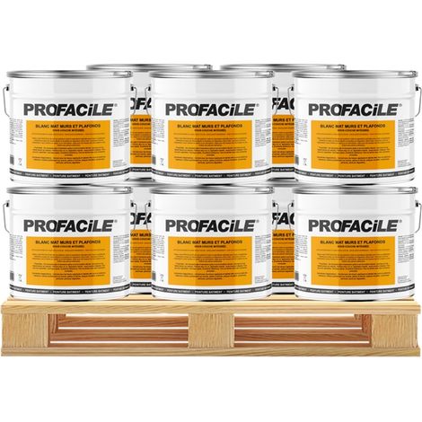 Peinture blanc mat intérieur murs et plafonds, sans odeur, 2 en 1, sous-couche intégrée PROFACILE ffffff 10 x 10L (1/3)