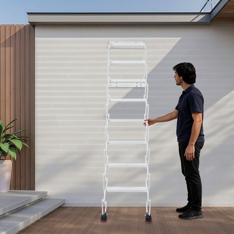 【Maison connectée】Escalier de grenier extensible à 8 marches - Montage mural - Échelle de grenier - Marches antidérapantes - Échelle télescopique - Charge maximale : 200 kg (1/5)