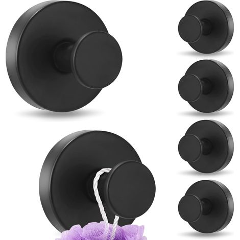 Juego de 6 ganchos con ventosa, potentes ganchos con ventosa para azulejos sin necesidad de taladrar, ganchos de pared de acero inoxidable reutilizables y extraíbles para cocina, baño y ventanas lisas (1/5)