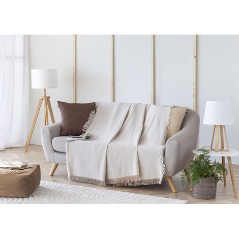 Todocama - Copriletto multiuso per divano, coperta in pile, plaid per letto, copriletto, copriletto, copriletto, copriletto, jarapas, prodotto in Spagna, classico. (230 x 260 cm, beige sabbia) (1/5)
