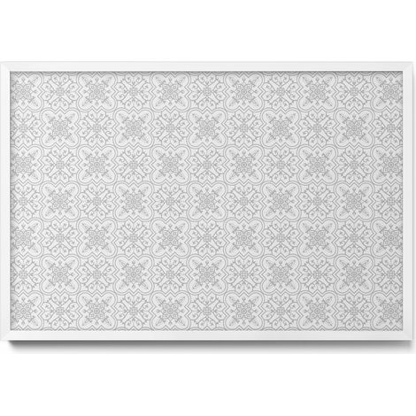 Tableau Magnétique en Métal Tableau pour Magnet - Motif Ornemental régulier - Minimaliste - Cadre Blanc - 60x40 cm - Plaque Magnétique