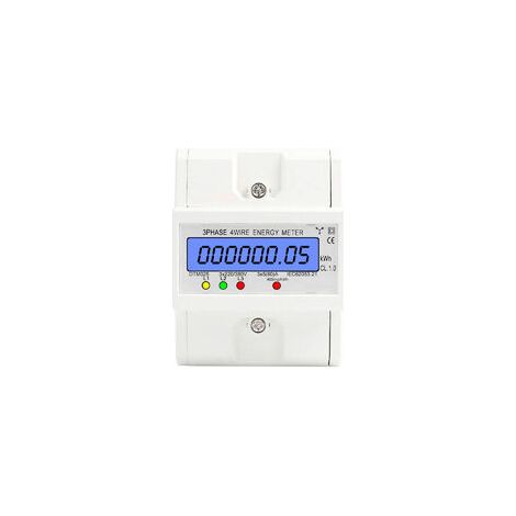 Compteur d'énergie triphasé à 4 fils 220/380 V 5-80 A, mesure de la consommation d'énergie en kWh, montage sur rail DIN, compteur électrique numérique avec écran LCD rétroéclairé-AquaForge (1/4)