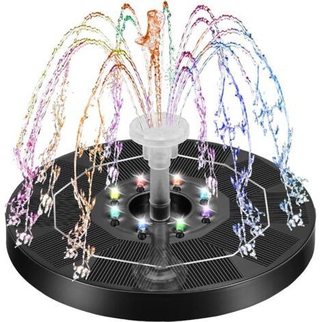 Fontaine Solaire 3w Flottante Fontaine Solaire Exterieure De Jardin Fontaine Solaire pour Bassin Exterieur avec 7 Buses Convient pour Bain d'oiseaux, éTang, Piscine, DéCoration De Jardin (1/5)