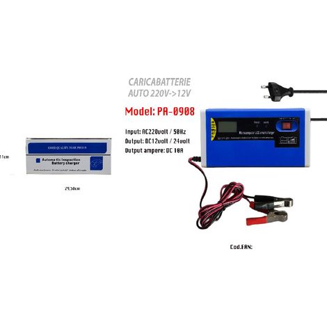 Chargeur De Batterie De Voiture Et Moto, Démarreur De Batterie 220 V 12 V, Portable, Maxtech Pa-0908