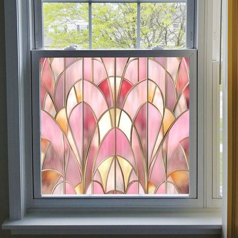 Pellicola per finestre non adesiva effetto vetrata arcobaleno，adesivi statici rimovibili in vinile per la privacy，50x66 cm (1/5)