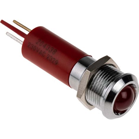 Voyant LED lumineux Rouge RS PRO, dia. 12mm, 230V c.a., IP67 ( Prix pour 1 )
