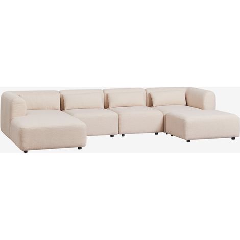 Canapé modulaire avec méridienne gauche 4 pièces avec pouf Fogler SKLUM