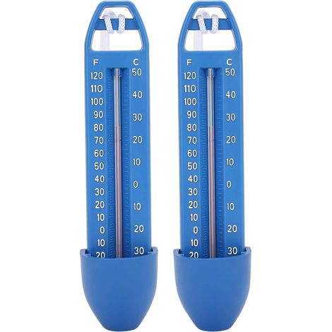 Lot de deux thermomètres de piscine flottants avec cordon de suspension pour piscines et spas, outil de mesure de la température de l'eau en plastique étanche