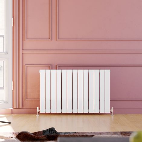 ELEGANT 600 x 988 mm Modern White Column Designer Radiator Single Panel Radiator Heater + Chrome Thermostatic Radiator Valves (1/5)