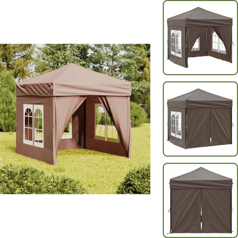 Tente de réception pliable avec parois Taupe 2x2 m - Tente De Réception - Abri Extérieur - Parasol - Gazebo - Chapiteau Pliable (1/5)