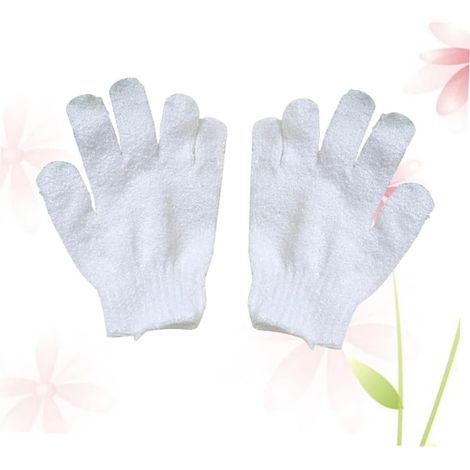 Gant de bain exfoliant, gant de gommage, brosse corporelle blanche à cinq doigts (1/5)