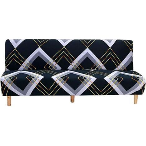 (motif de lingge)Housse de Canapé Sans Bras 3 Places Couverture de Canapé Extensible Tout Couvert Canapé Pliant Protecteur, Universel Motif géométrique Antidérapant Serviette de Canapé 180-210 (1/4)