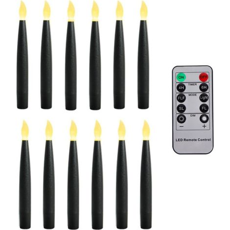 12 Bougies Flottantes LED Noires avec Télécommande, Bougies Suspendues Sans Flamme Halloween, Sans pince – 16 cm (1/5)