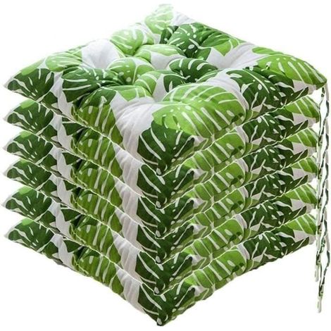 Galettes de Chaise - CUNEARY - Lot de 6 - 40x40 cm - Blanc - Coussins de Jardin - Extérieur (1/4)
