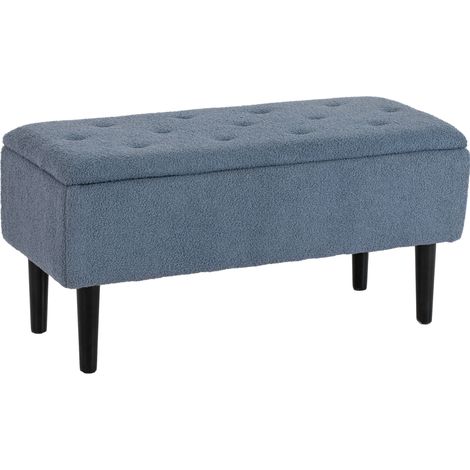Panca contenitore imbottita con coperchio apribile 95 x 38 x 45 cm in poliestere blu MODENUIT (1/5)