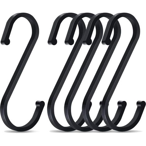 5 x 86 mm Aluminium-S-Haken, multifunktional, für Küche und Bad (Schwarz) (1/4)