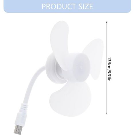 Mini-Ventilator, USB-betrieben, 3-Blatt-Gummiflügel, 360° flexibles Schwanenhalsdesign, ABS-Material, für Schlafzimmer oder Garten, weiß (1/5)