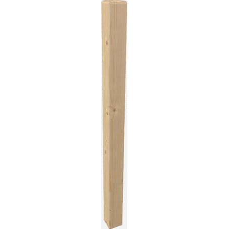 Kordo – Poteau de garde corps en sapin brut 1020mm – Type de pose à plat – Fixation horizontale – Certifié PEFC pour gestion durable