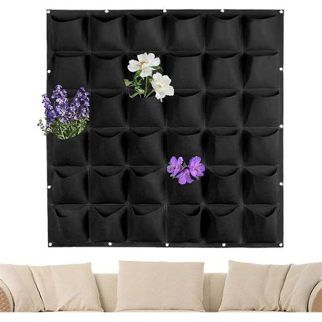 Jardinière murale verticale, sacs de culture suspendus, 36 pochettes en feutre, culture verticale pour tomates (1/5)