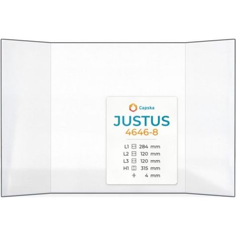 Vitre Justus 4646-8 - Verre Prismatique pour poêle à bois - (120 + 284 + 120) x 315 mm (L2+L1+L3 x H1) - 4 mm