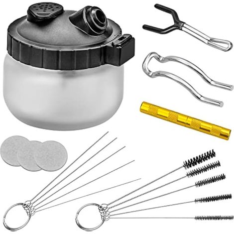 Nettoyage à Aérographe Kit Nettoyage Aérographe Outils Comprenant 1 Pot de Nettoyage pour Aérographe 5 Brosses en Nylon 5 Aiguilles en Acier Inoxydable 1 Aiguille de Lavage (1/5)