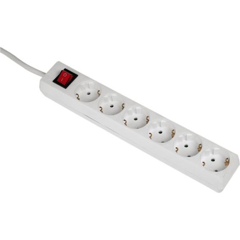 Hama Barre multiprise 6 prises avec interrupteur et securite enfant cable Blanc 5 m (1/2)