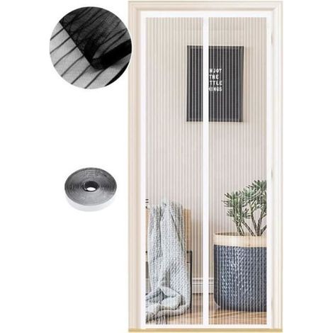 Zanzariera magnetica per porte, varie misure, 80 x 200 cm, magneti potenti, chiusura automatica, strisce bianche (1/4)