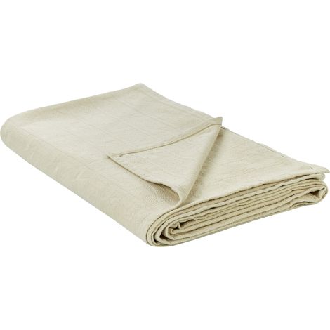 Colcha decorativa ropa de cama algodón 200 x 220 cm beige Maraka