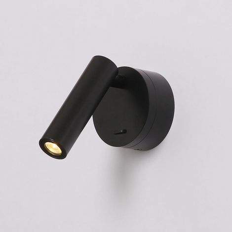 Applique Murale LED Interieur 3W 3000K Liseuse de Chevet avec Interrupteur Spot Réglable pour Chambre Salon Hôtel Lire, Aluminium, Noir (1/5)
