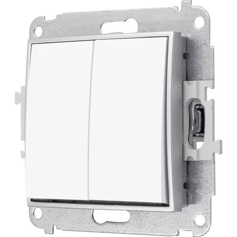 Interrupteur double sans cadre, Karlik mini, blanc/argent (1/4)