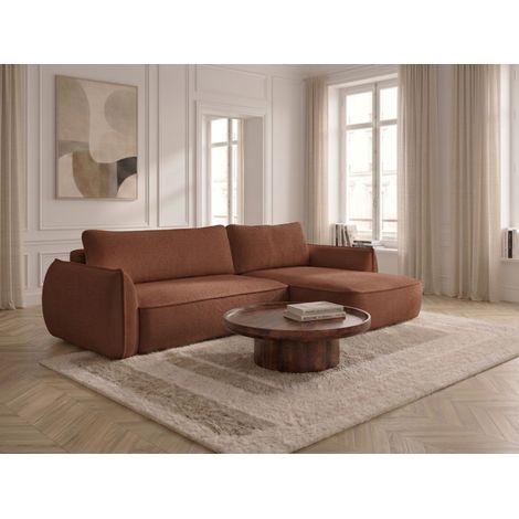 BOBOCHIC - Canapé d'angle convertible réversible ESMEE tissu chenille Réversible  Orange (1/5)