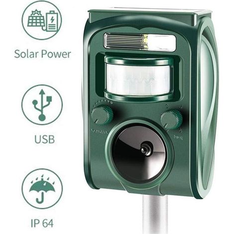 Repulsif Chat Exterieur Ultrason- Solaire Répulsif Chat Exterieur Sensibilité et Fréquence Réglable Ultrason Chat pour Repousser Animaux Nuisibles Protecteur de Jardi. (1/4)