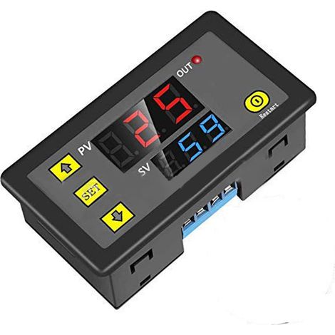 Module relais programmable avec minuterie à cycle délai écran digital testeur de tension 110-220V pour commande appareils (1/4)