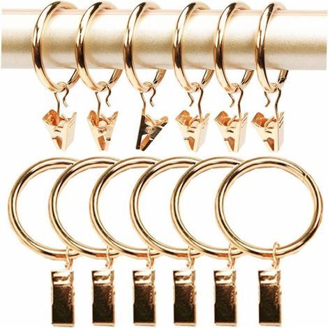 Set mit 20 Metall-Gardinenringen, Gardinenclips, universellen Gardinenhaken für Gardinen und Gardinenstangen (1/5)