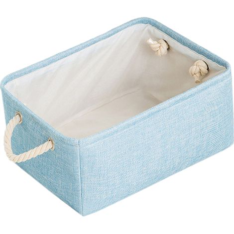 Panier de rangement pliable en coton et lin, gris