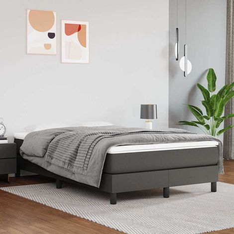 vidaXL Matelas de lit à ressorts ensachés fermeté moyenne Gris 120x200x20cm Similicuir (1/5)