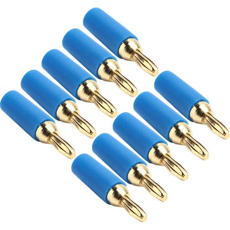 Lot de 10 connecteurs mâles soudables en laiton plaqué or de 2,5 mm (bleus) (1/5)