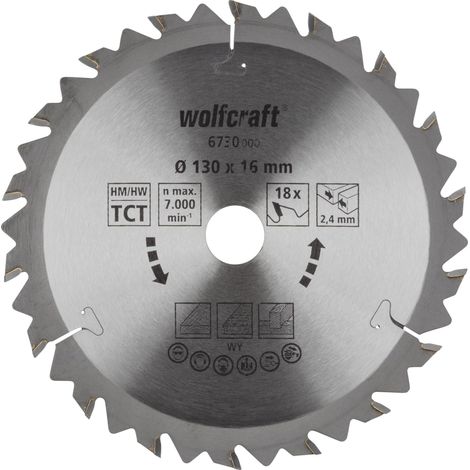 6730000 1 Lame de Scie Circulaire Ø 130 Mm, Ct, Alésage 16 Mm, 18 Dents, Surface Poncée, Denture Sablée Et Alternée argent (1/5)