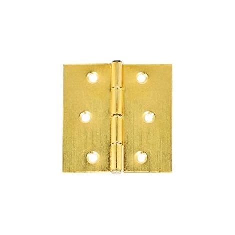 2 PEZZI - CERNIERE QUADRATE OTTONE LUCIDO 40X40MM - CON PERNO FISSO