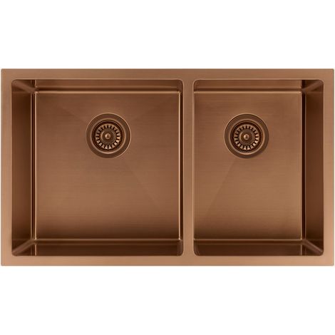 Lavello da cucina doppio 760 mm - rame spazzolato - Jaboty