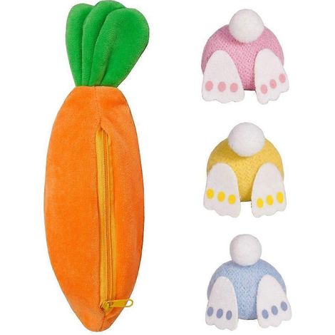 Lapin en peluche avec pochettes à carottes zippées pour enfant, garçon, fille ou adolescent (1/5)