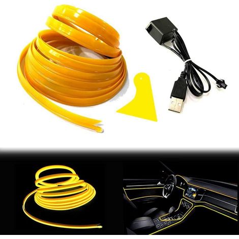 EL-Draht Gelb 3M USB Neonlichtröhre für Auto Innenraum Deko (1/5)