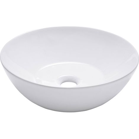 Collection, vasque, 38 x 13 cm, ronde, à poser, avec trop-plein, céramique, lavabo arrondi, blanc, BECO (1/4)