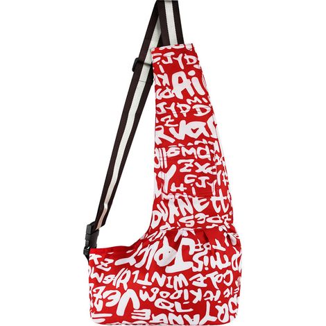 1 Stück Hunde- und Katzentasche aus Oxford-Gewebe, rote, tragbare Haustier-Schultertasche, Katzen-Buchstaben-Pri (1/5)