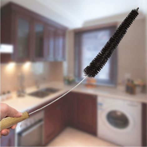 1 brosse pour radiateur, 70 cm, poils de chèvre, flexible avec fil acier inoxydable gainé plastique, idéale pour panneaux chauffants et radiateurs peints (1/5)