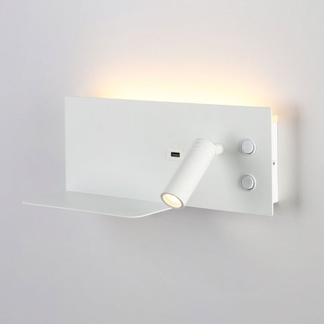 Aplique De Pared Para Lectura Con Puerto USB "Kerta" (derecha) - - Blanco (1/5)
